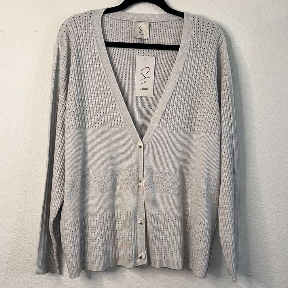 Sioni Women's Soft Gray Knit Cardigan‎